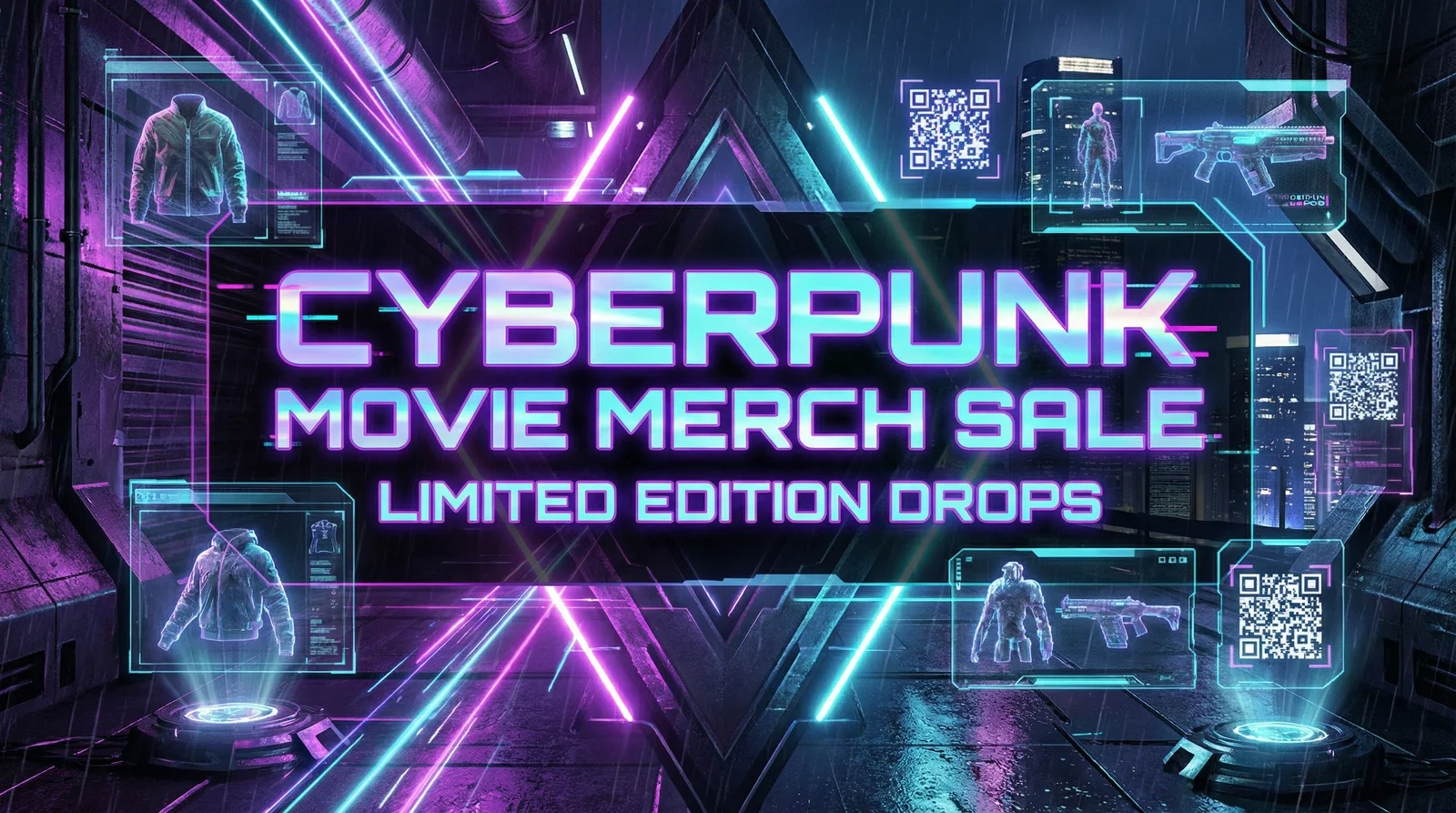 赛博朋克电影IP衍生品主题周促销活动横幅